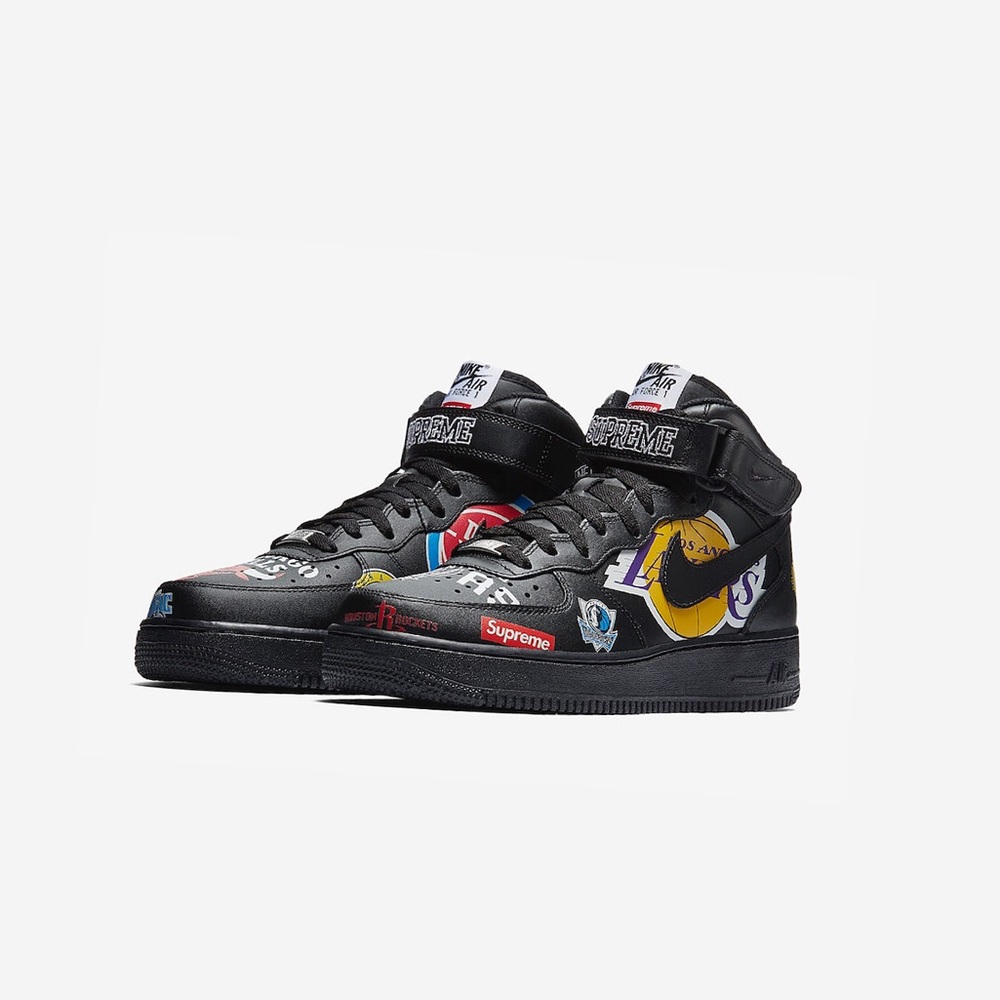 2018 Supreme NBA Black Nike Air Force 1 Mid '07 SS18